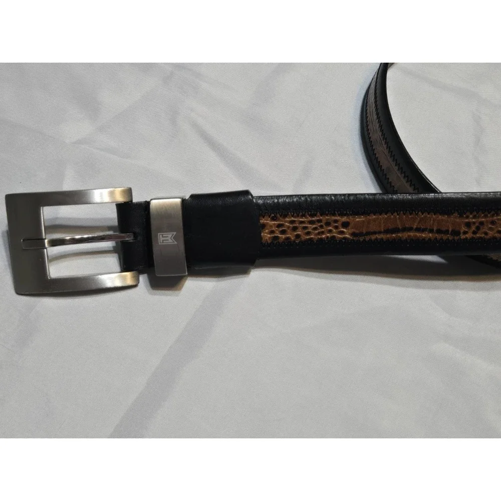 Tiger Woods Leather Mens Belt Silver Tone Buckle Size 42